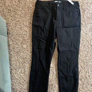Old Navy Power Straight High Rise Black Ankle Jeans